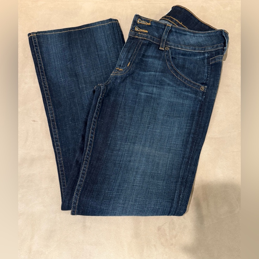 Hudson Women's Blue Signature Bootcut Dark Wash Double Button Front Jean Size 28